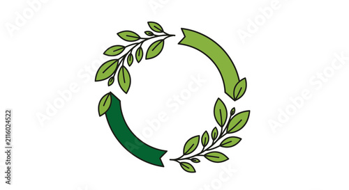 Eco friendly recycling symbol with leaves