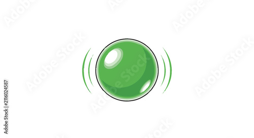 Green sphere with motion lines, abstract technology concept