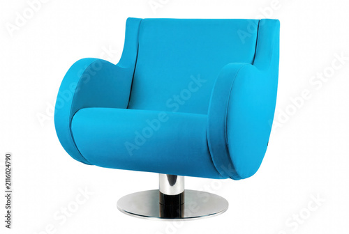 Принти на полотні Modern Cyan Blue Swivel Armchair with Chrome Base