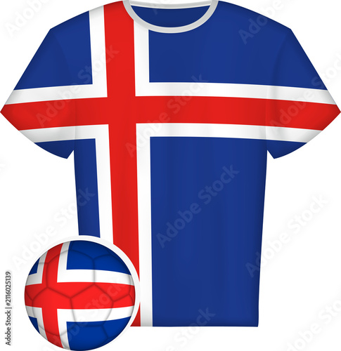 Quadro su tela Icelandic Flag Soccer Jersey and Ball