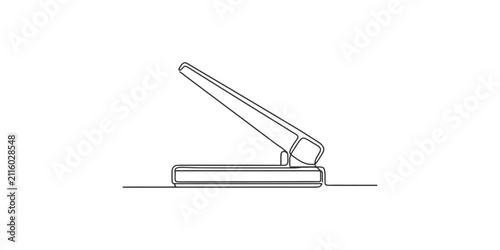 One continuous line drawing of a paper hole puncher for office work