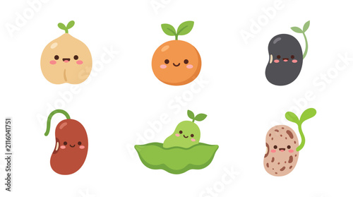 Cute sprouting seed characters