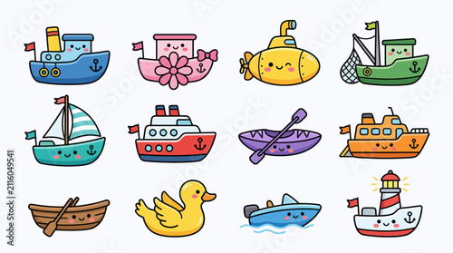 Cute transportation and watercraft collection