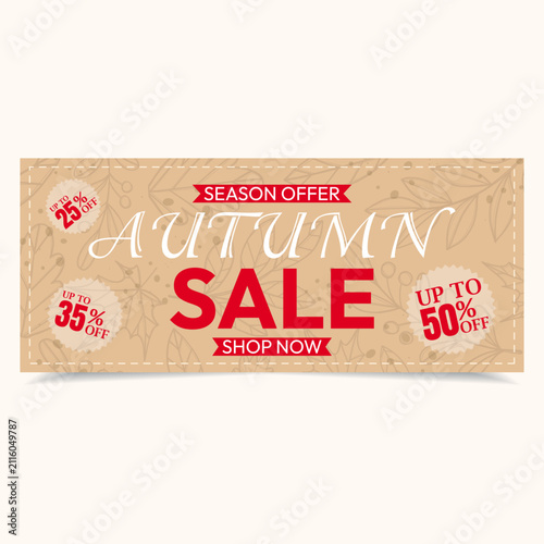 Craft Paper Autumn Sale Season Offer Discount Banner