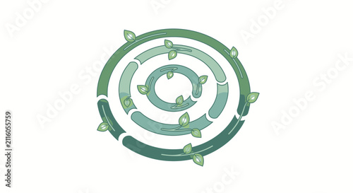 Green spiral design with leaves, eco-friendly symbol
