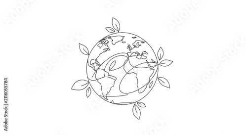 Earth with leaves and greenery around it