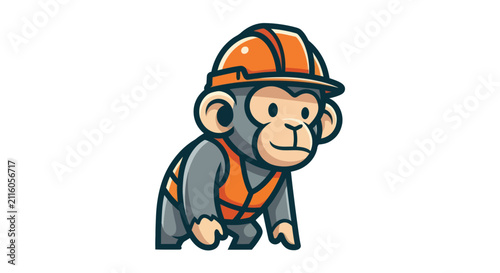 Photography Cartoon monkey in construction gear