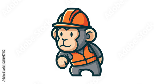 Photography Cartoon monkey in construction uniform