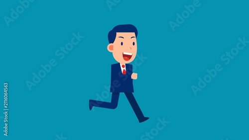 Man character walking animation. Businessman run, a step by step cycle of pictures. Vector illustration