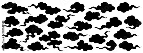 Bild auf Leinwand Japanese style cloud illustrations isolated on a transparent background
