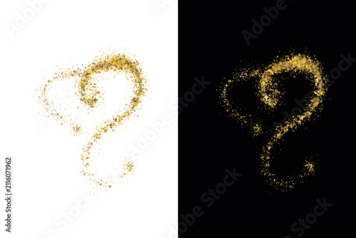 Foto Vibrant gold glitter particles elegantly swirling to form a beautiful heart shap