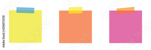 Sticky note icon set for reminder, memo, message, checklist, office stationery and planning app vector illustration isolated on transparent background