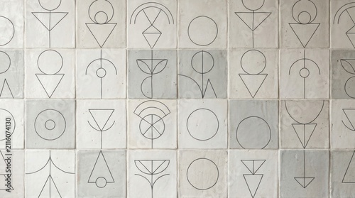 Geometric Abstract Pattern on Ceramic Tiles