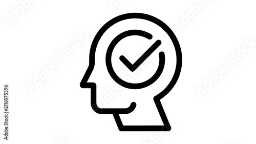 Human head profile with check mark icon