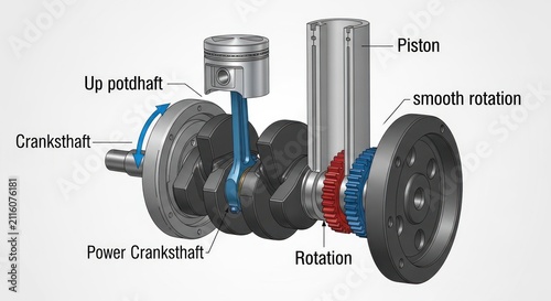 Engine Crankshaft and Piston Assembly Diagram