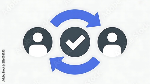 People profile swap with check mark icon
