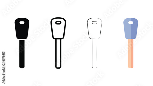 Quadro su tela Camping stake peg icon in four styles including solid silhouette, bold outline,