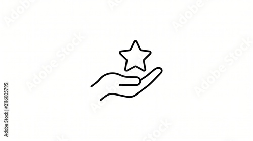 Minimalist icon of hand holding star symbolizing success and achievement