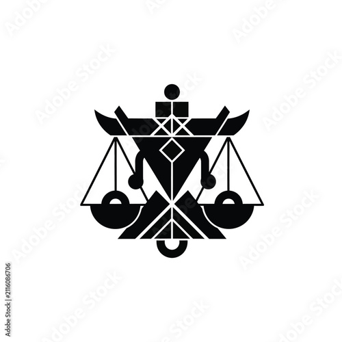 Abstract Geometric Libra Zodiac Symbol Vector Art.