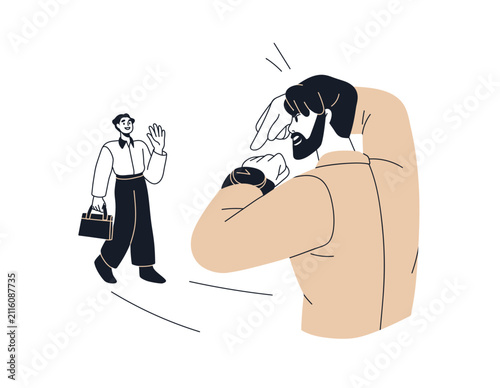Fotografie Employee coming late to office