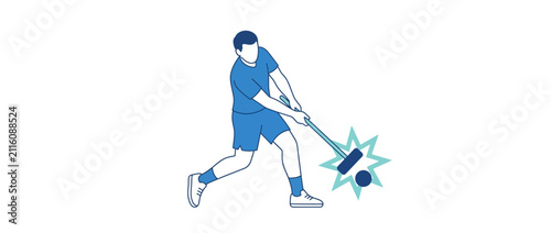Obraz na płótnie Man playing field hockey, hitting the ball