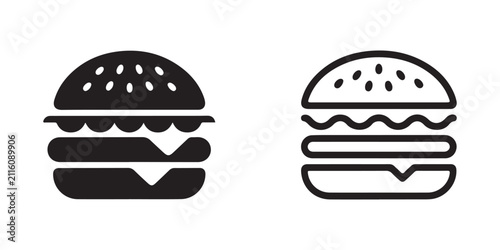 Two hamburger icons in silhouette and outline on checkered background.
