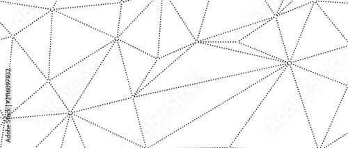 Abstract geometric network pattern made of dotted lines and nodes on white background.
