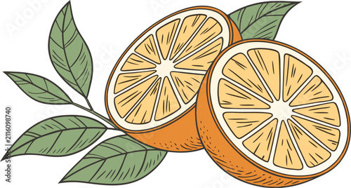 Konstfotografi Juicy orange slices cutout isolated on transparent background with bright refreshing appearance