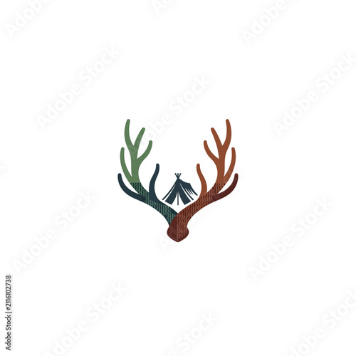 Antlers with Tent Silhouette