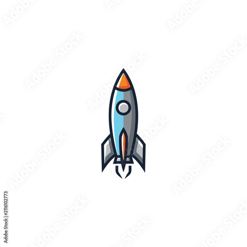 Cartoon rocket ship launching