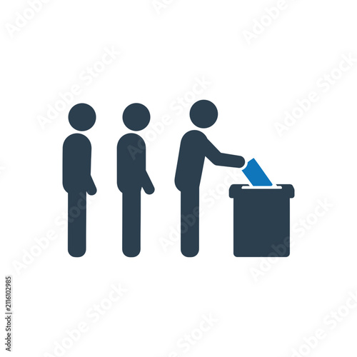 Cuadro en lienzo Queue of voters casting ballot into box icon