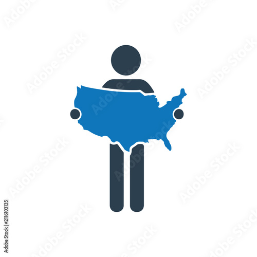 Citizen holding map of the country icon