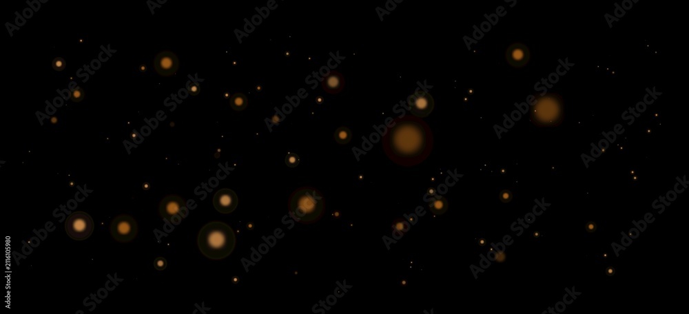 Obraz premium Gold magic dust and flickering sparkles, abstract glowing particles cloud and bokeh effect, luxury golden glitter spray for holiday card design, shining light overlay for creative graphic projects