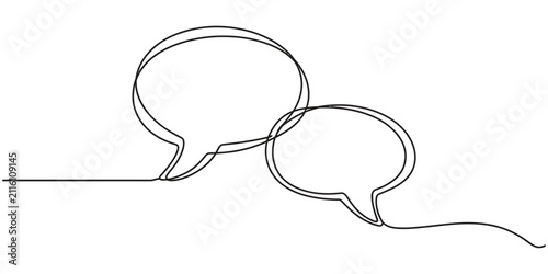 Two speech bubbles drawn with a single continuous black line