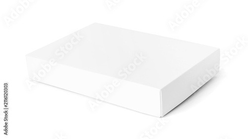 Blank white cardboard package box mockup isolated on white background