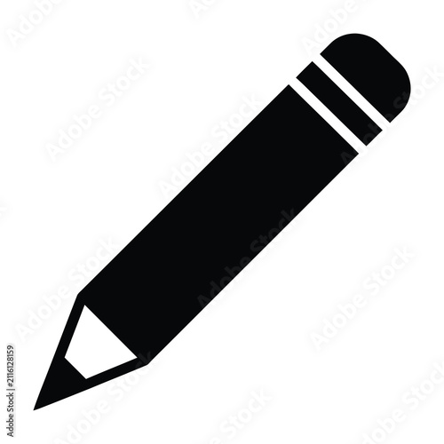 Фотография Black pencil icon with white stripes on ferrule and eraser