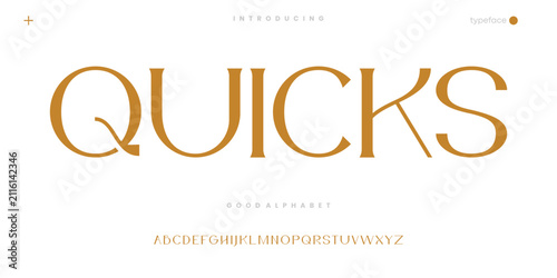 Quicks Serif classic design font vector illustration of alphabet letters.
