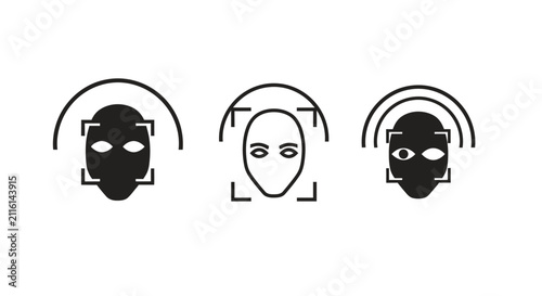 Abstract Black Face Silhouette with L-Shaped Element - Minimalist Vector Graphic