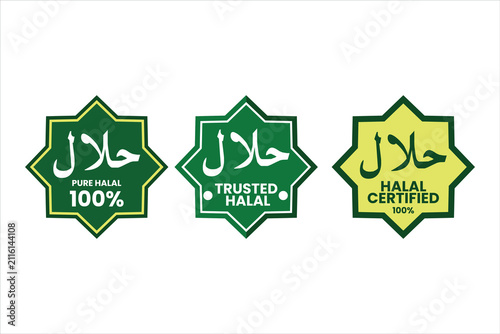 100% Pure Halal Certified Logo Vector Set Star Design