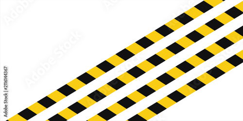 Pita peringatan dengan garis diagonal kuning dan hitam. Peringatkan berhenti garis mulus. Perbatasan pita peringatan kuning dan hitam.