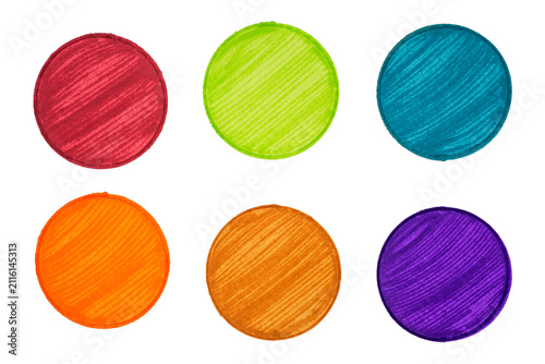 Colorful Hand Drawn Circle Collection on White Background