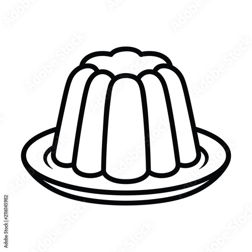Pudding dessert sweet food line drawing vector illustration isolated.