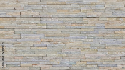 Bild auf Leinwand Seamless stacked stone ledger panel texture featuring natural split-face quartzite or marble rectangular tiles arranged in a tightly interlocking horizontal veneer pattern