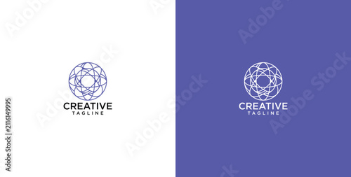 Abstract Circular Geometric Network Logo Design Featuring Interconnected Spheres and Minimalist Line Art for Tech and Digital Branding
