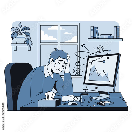 Overwhelmed Employee Struggling With Workload And Stress