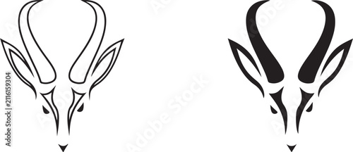 Canvas Print Antelope animal vector icon silhouette and outline.
