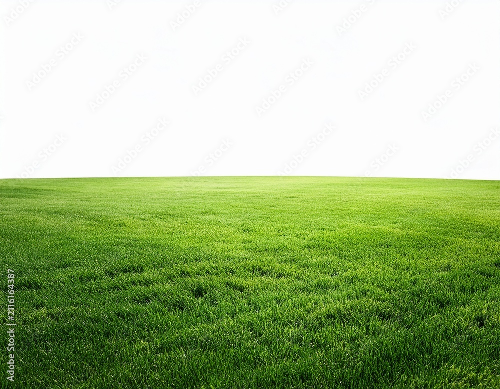 Obraz premium green grass field isolated on white background