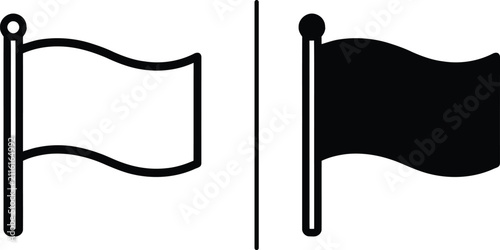 Quadro su tela Waving Flag Pole Vector Illustration Icon