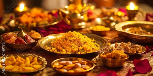 Raksha bandhan themed traditional indian puja thali with offerings and marigold flowers raksha bandhan, raksha bandhan image