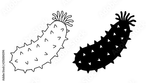 Canvastavla Minimalist sea cucumber icon in outline and silhouette style, for UI/UX app desi